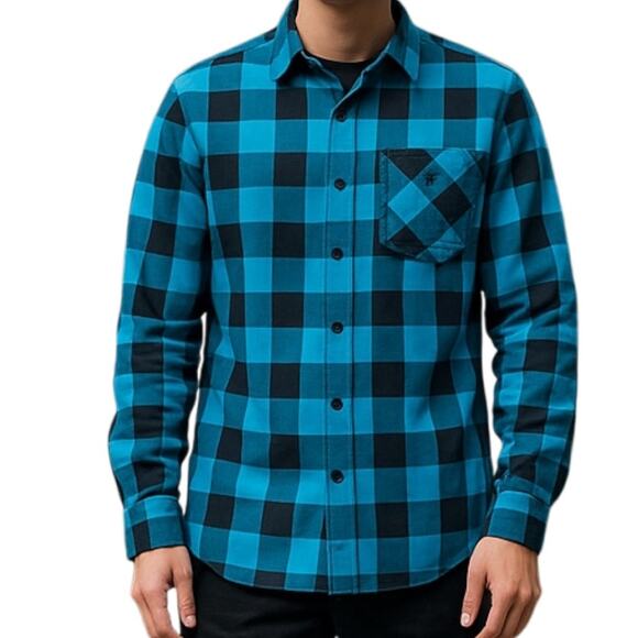 Under Armour Men's Flannel Shirt Button Down  Bright Blue Size Large Cold Gear - Picture 1 of 4